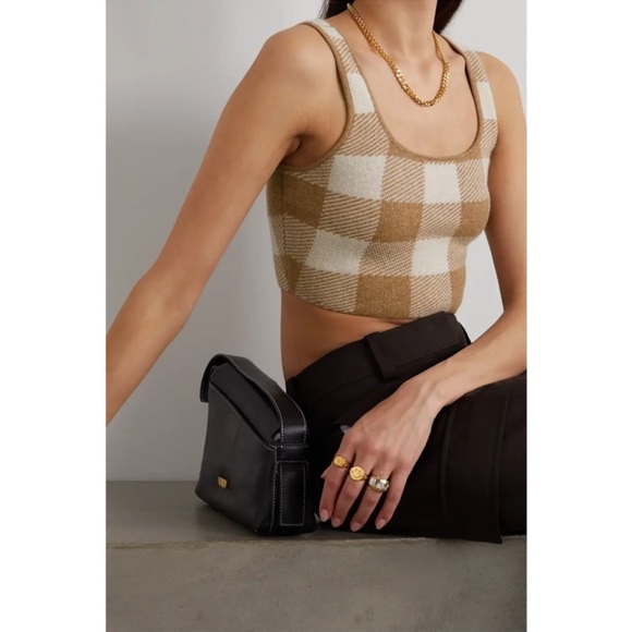 Reformation Fonte Plaid Tank And Cardi Set in Gossamer/Camel Check - Picture 2 of 13